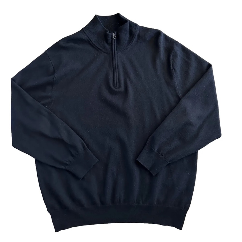 Jos. A. Bank Travelers Collection Merino Wool 1/4 Zip Pullover Black Sweater 2XL